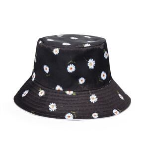 Alice + Olivia Bucket Hat By Stacey Bendet Reversible Black Floral Solid White